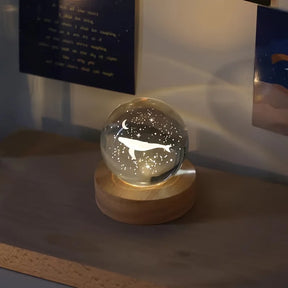 Astronaut 3D Solar System Crystal Ball with LED Lighting Ball Laser Carved Glass - Perfect Gift For Decor