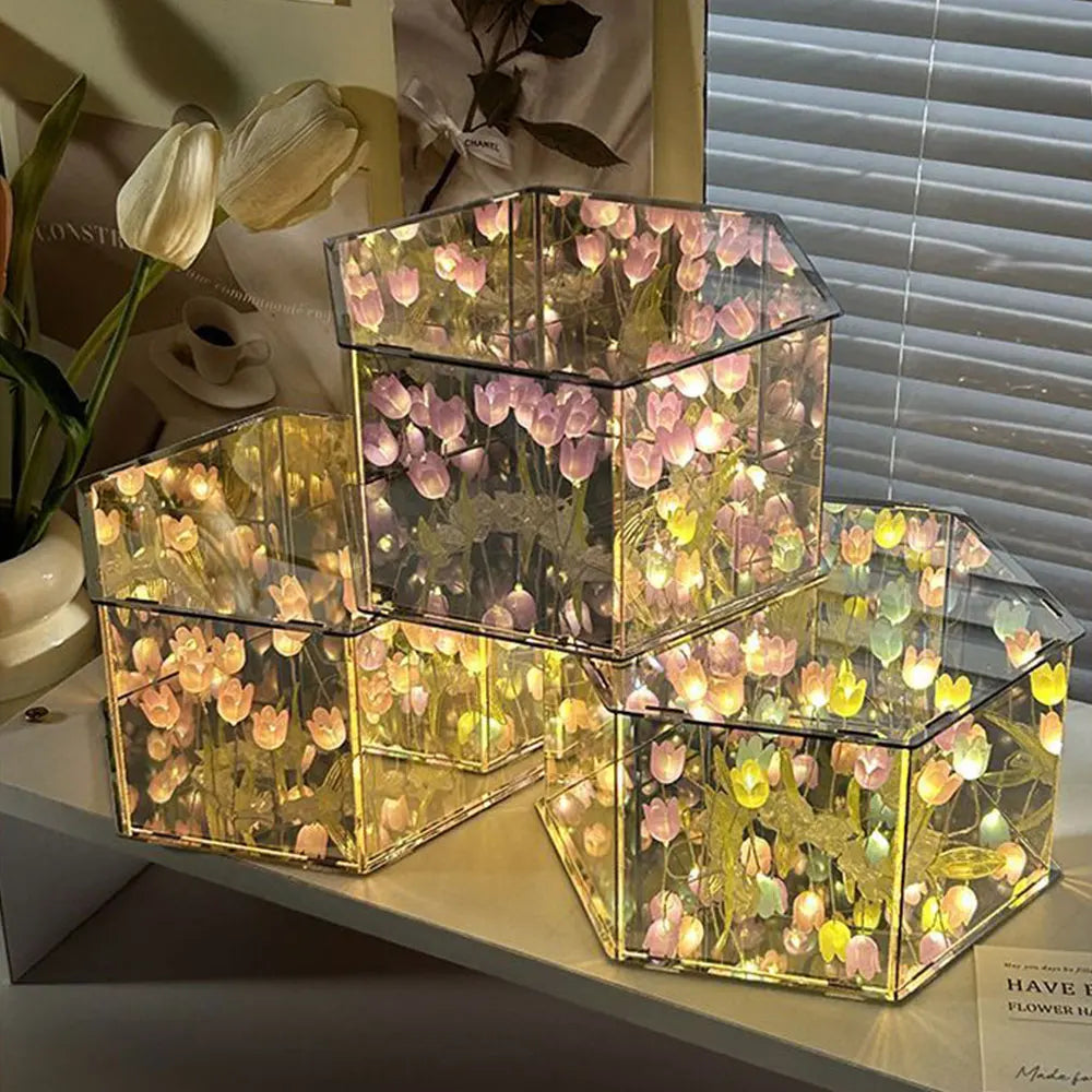 3D Tulip Flower Sea Nightlight Handmade - Perfect Birthday Gifts Christmas Surprise For Women